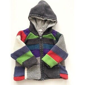 Catimini Colorful Striped Lined Sweater Jacket Fall Winter Size 9 Months